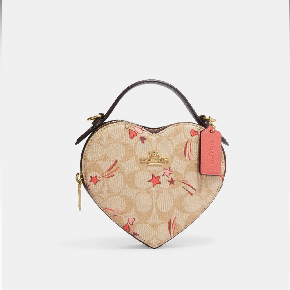 NWT Coach Heart Crossbody In Signature Canvas With Heart And Star Print